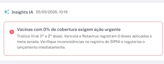 Insight gerado por IA sobre indicadores de saúde municipal